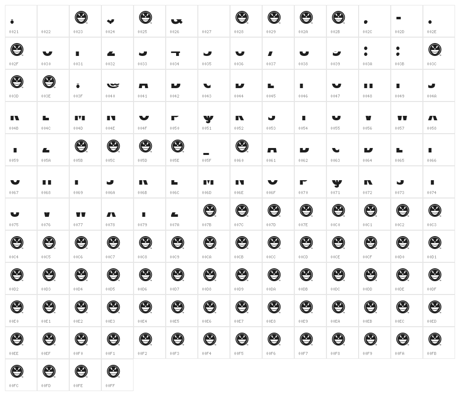 American Purpose STRIPE 1 Bold Italic Character Map