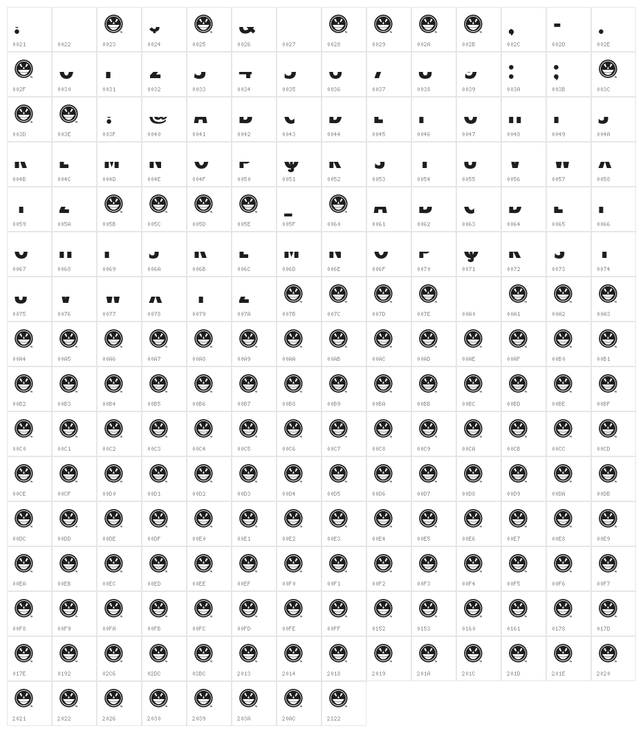 American Purpose STRIPE 1 Bold Italic Character Map
