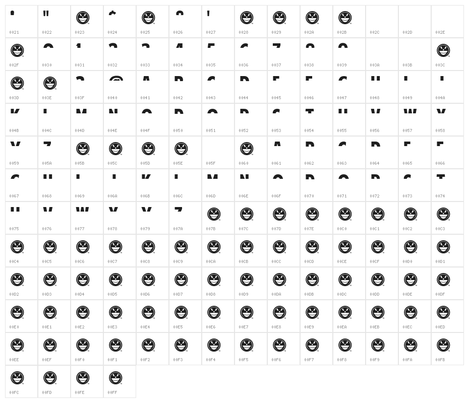 American Purpose STRIPE 1 Normal Italic Character Map