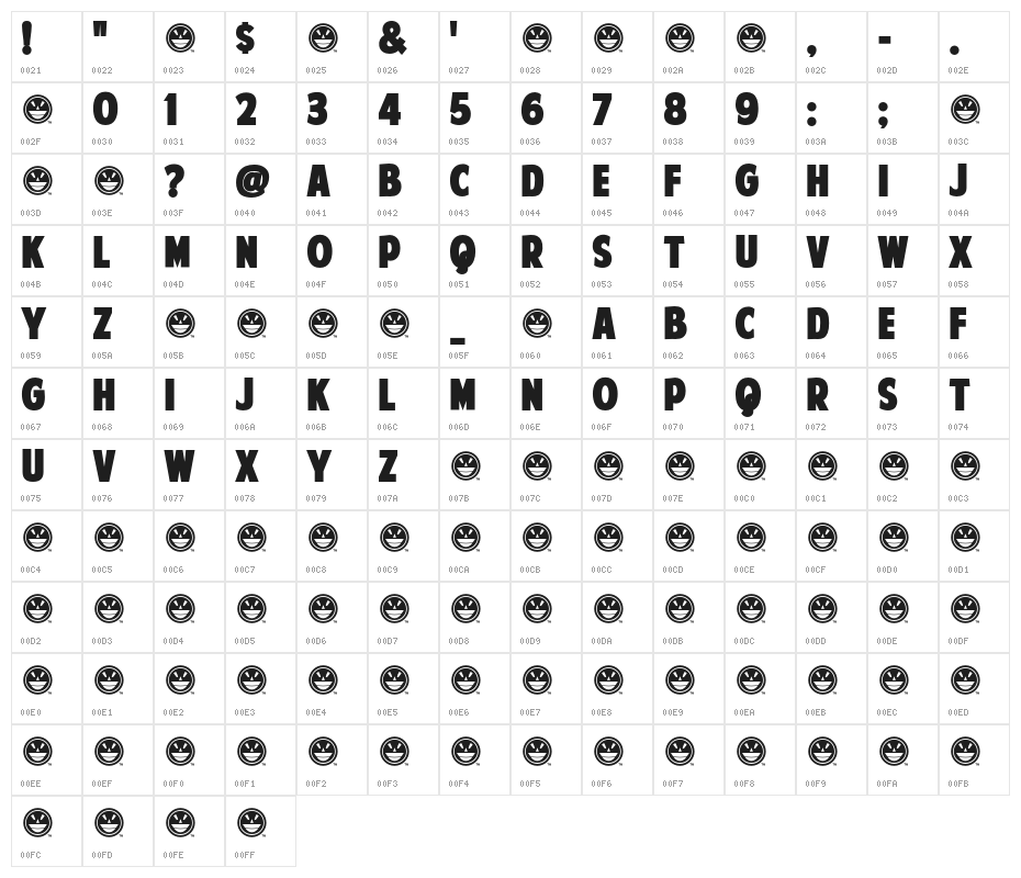 American Purpose STRIPE 1 Normal Character Map