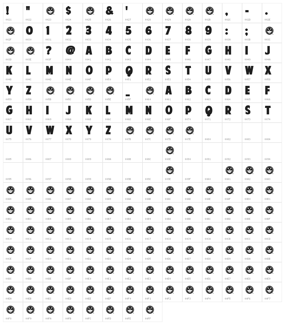 American Purpose STRIPE 1 Normal Character Map