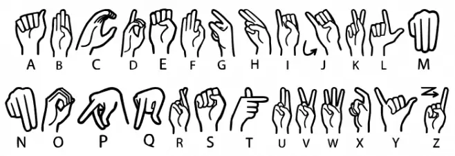American Sign Lenguage Шрифта ВЕРХНИЙ