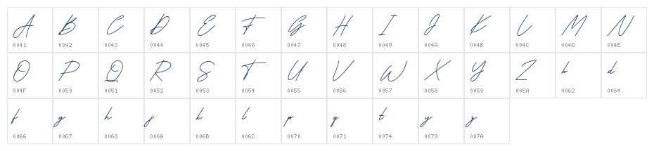 American Signature Character Map