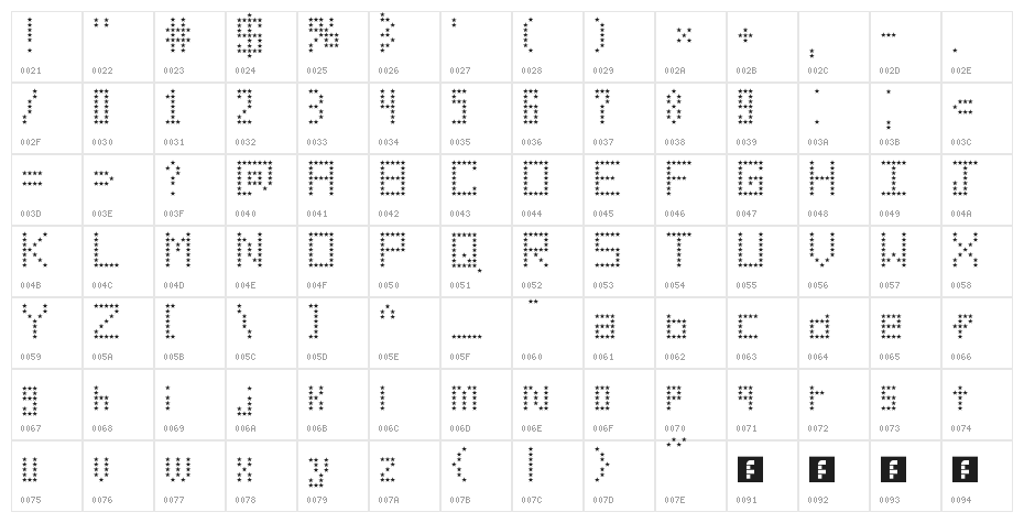American Star Regular Character Map