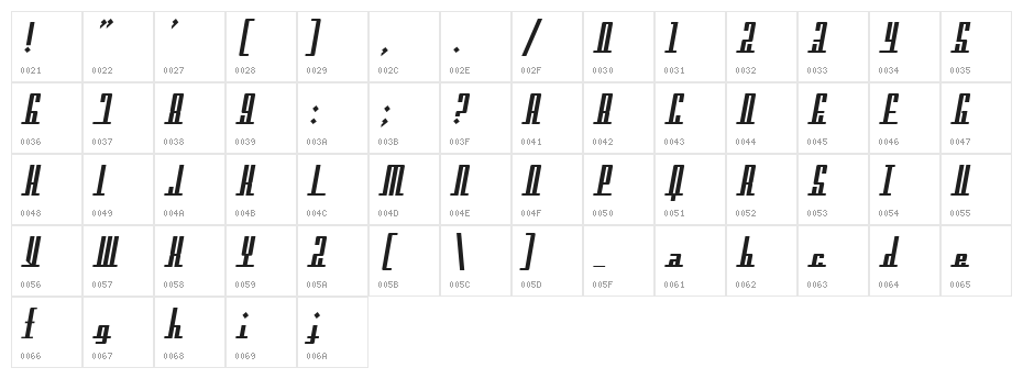 Americana Dreams Bold Character Map