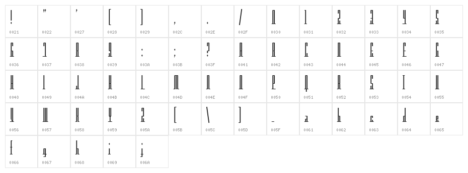 Americana Dreams CondUpright Character Map
