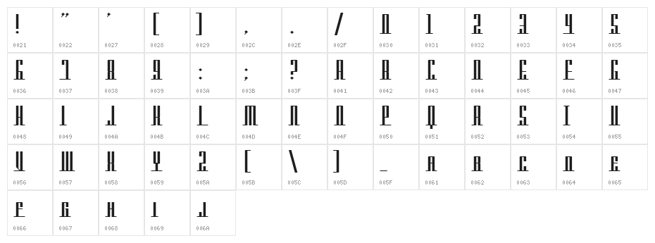 Americana Dreams SC Upright Character Map