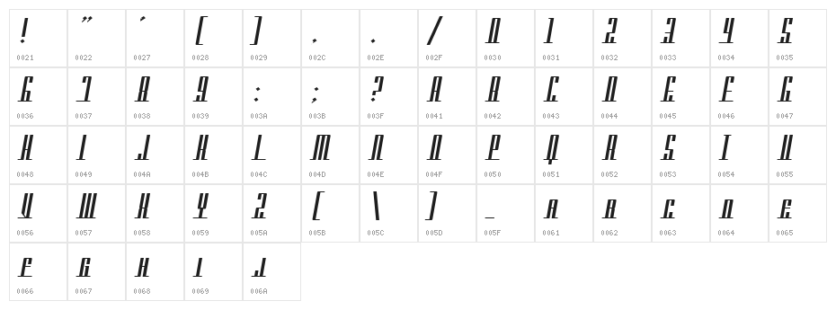 Americana Dreams SC Character Map