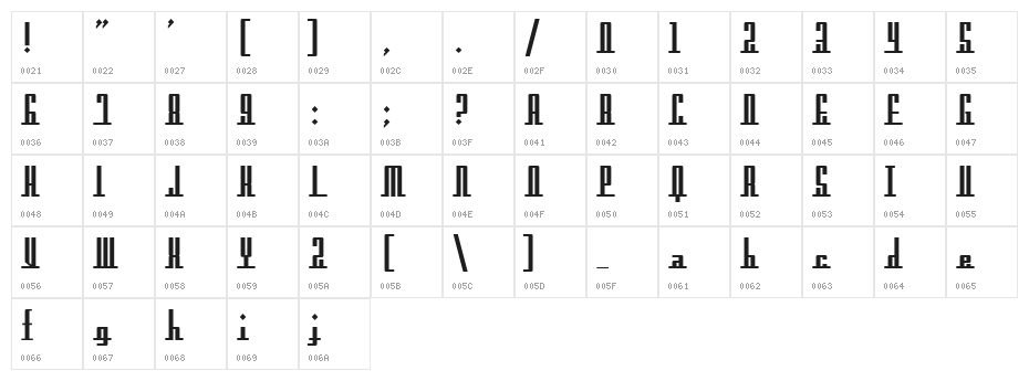 Americana Dreams Upright Bold Character Map