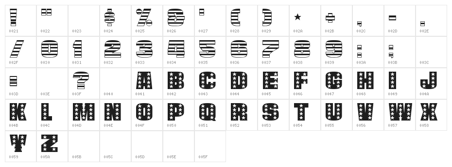 Americana Character Map