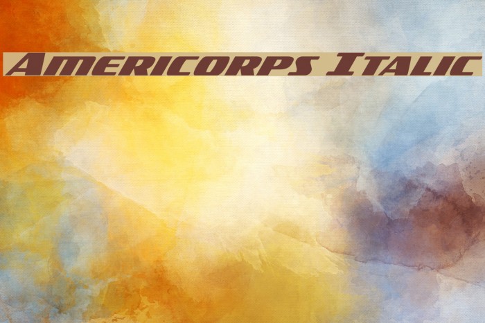 Americorps Italic Font examples