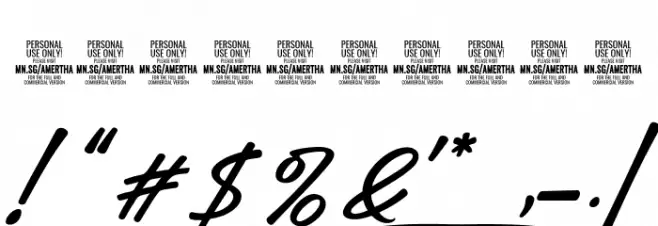 Amertha PERSONAL USE ONLY Font OTHER CHARS