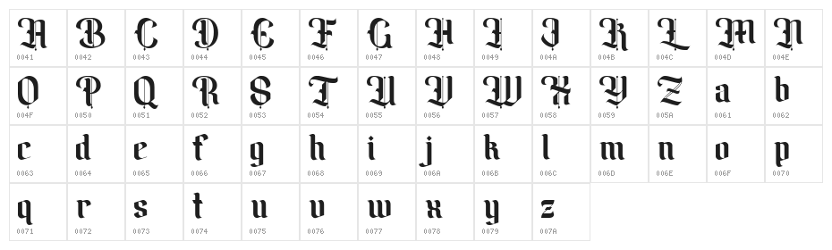 Amika Blackletter Free Font Character Map
