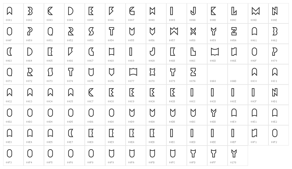 Amneziak Lined Bold Character Map