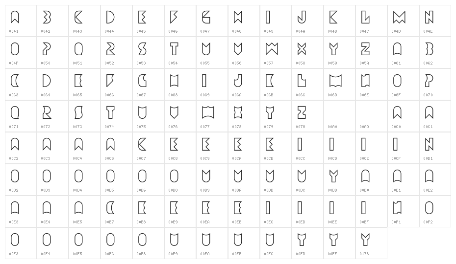 Amneziak Lined Medium Character Map