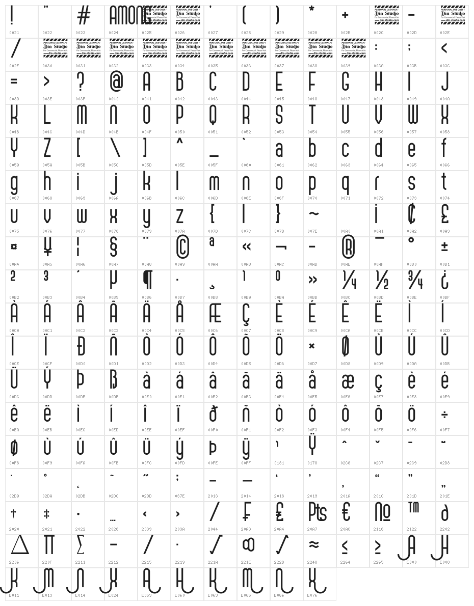 Among Personal Use Character Map
