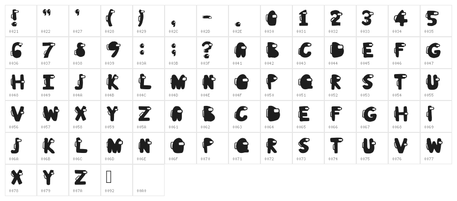 Among Us Filled Character Map