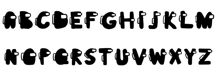 Among Us Filled Font LOWERCASE