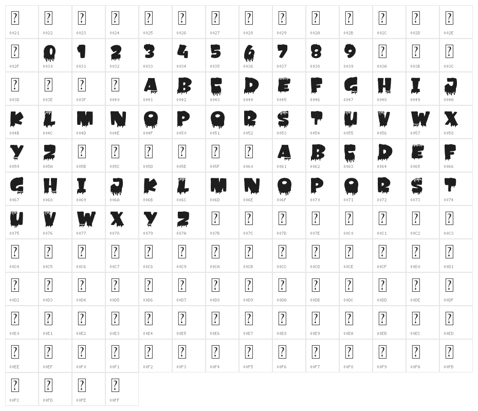 Amonk-Ice Character Map