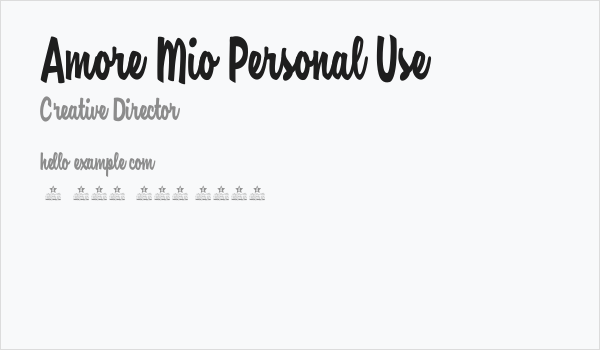 Amore Mio Personal Use  Business Card