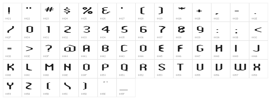 Amosis Technik Character Map