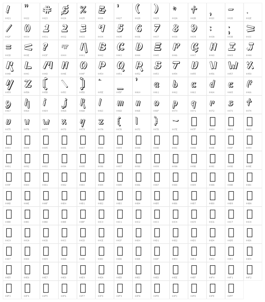 Ampad 3D Regular Character Map