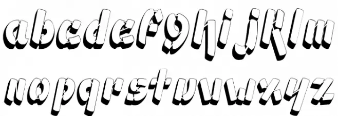 Ampad 3D2 Regular Font LOWERCASE