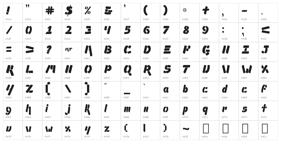 Ampad Solid Regular Character Map