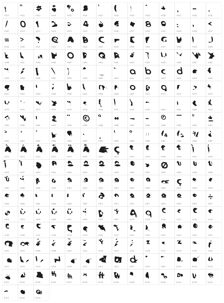 Ampere ReverseItalic Character Map