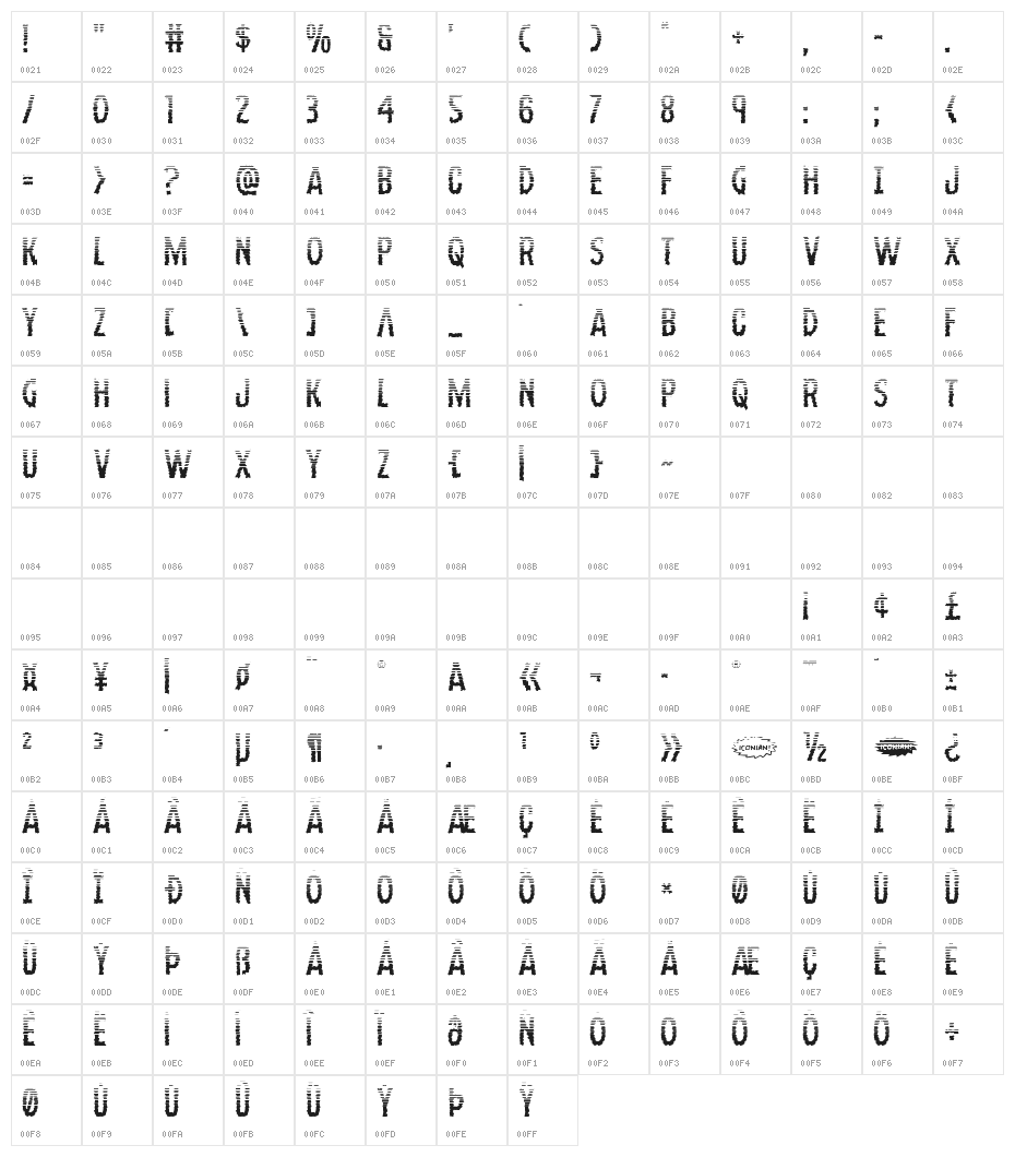 Ampire Halftone Character Map