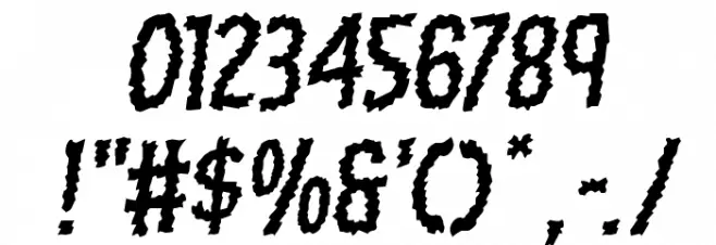 Ampire Staggered Rotalic Font OTHER CHARS