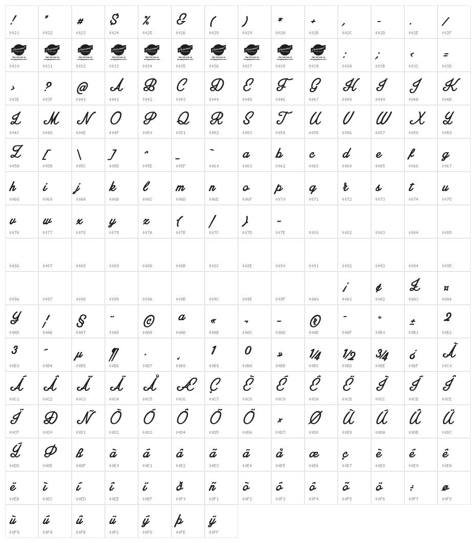 Amplify Personal Use Only Character Map