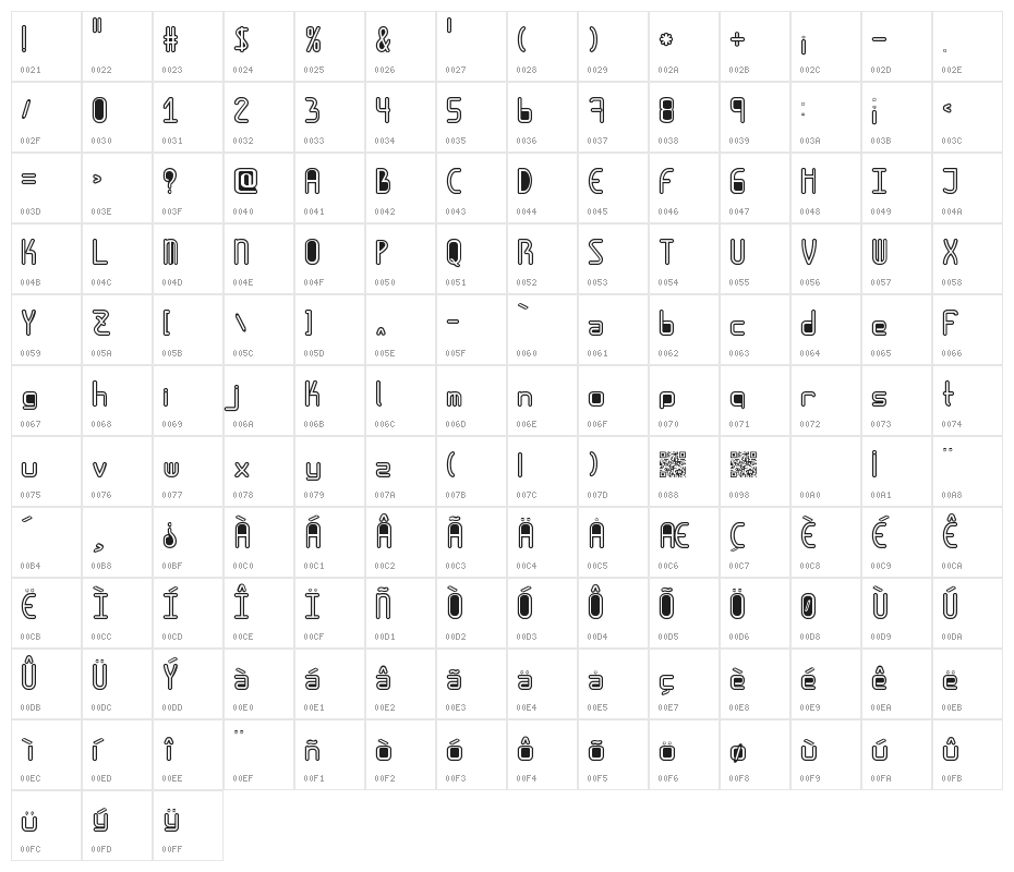 AmplitudesHollowDigitalFilled Character Map