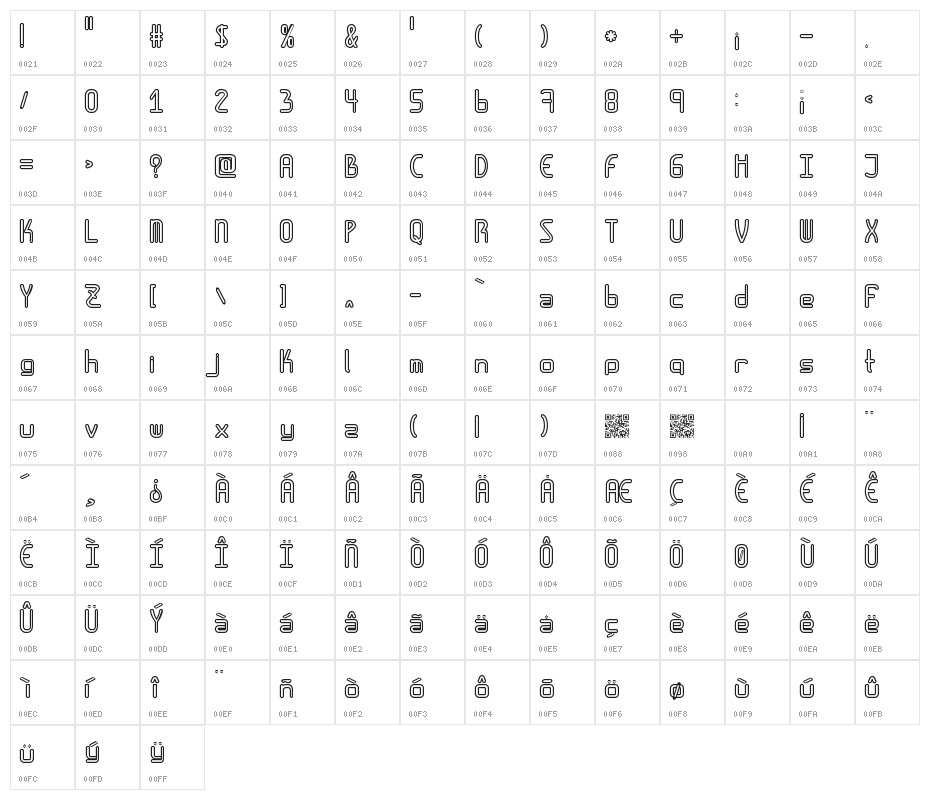 AmplitudesHollowDigital Character Map