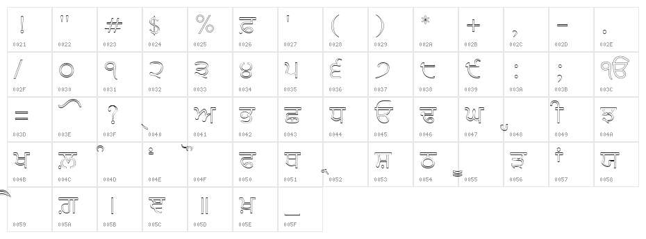 AmrOutlined Character Map