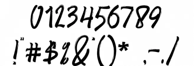 Amster Brush Font OTHER CHARS