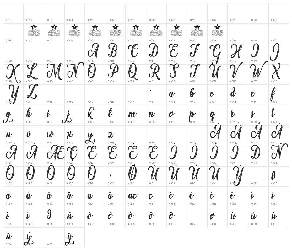 Amster Personal Use Regular Character Map