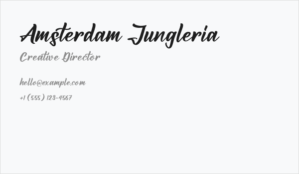 Amsterdam Jungleria Business Card