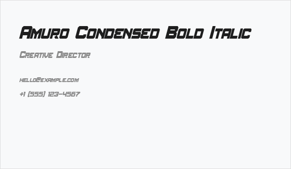 Amuro Condensed Bold Italic Business Card