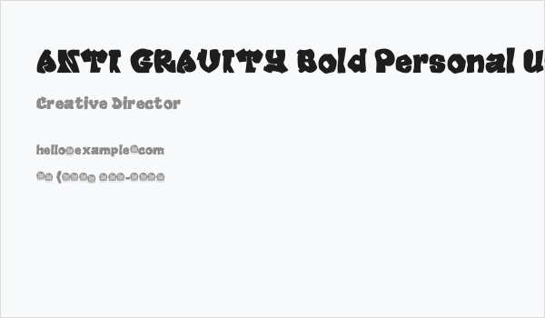 ANTI GRAVITY Bold Personal Use Business Card