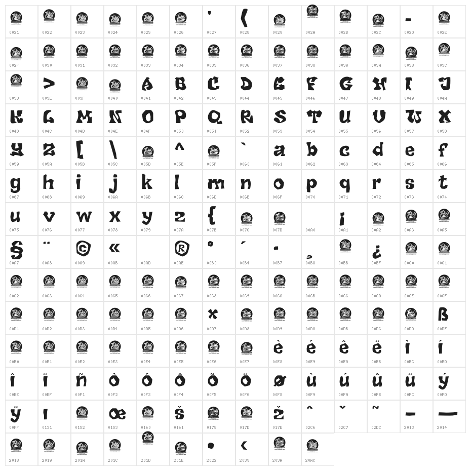 ANTI GRAVITY Personal Use Character Map