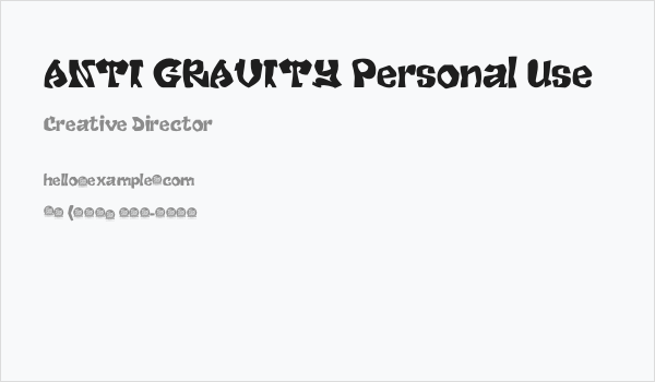 ANTI GRAVITY Personal Use Business Card