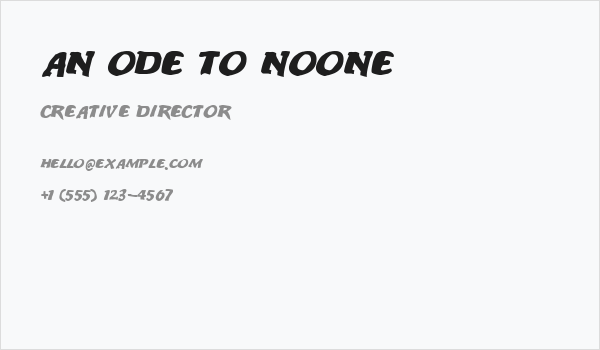 An ode to noone Business Card