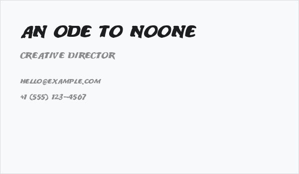 An ode to noone Business Card