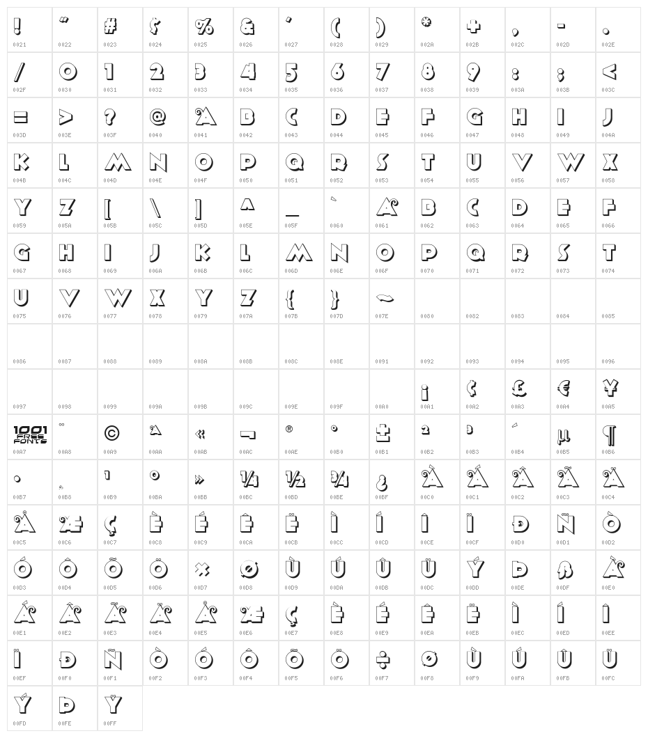 Anagram Shadow NF Character Map
