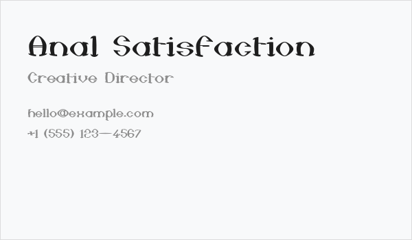 Anal Satisfaction Business Card
