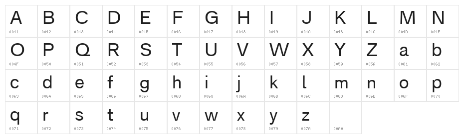 Analogue Reduced 55 Regular Character Map