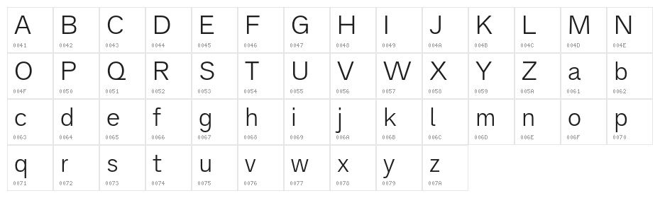 AnalogueReduced-Light Character Map