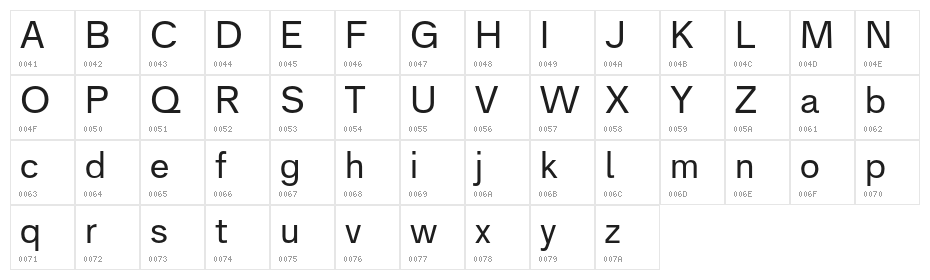 AnalogueReduced-Regular Character Map