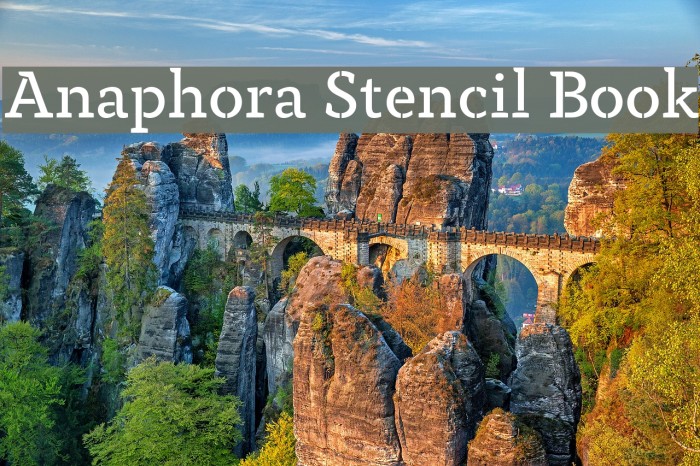Anaphora Stencil Book Font examples